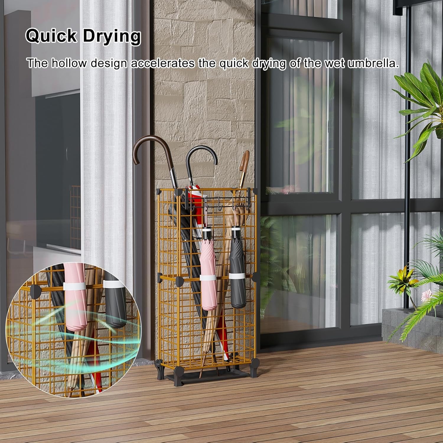 AWTATOS Umbrella Holder Entryway, Umbrella Stand Freestanding, Metal Square Umbr