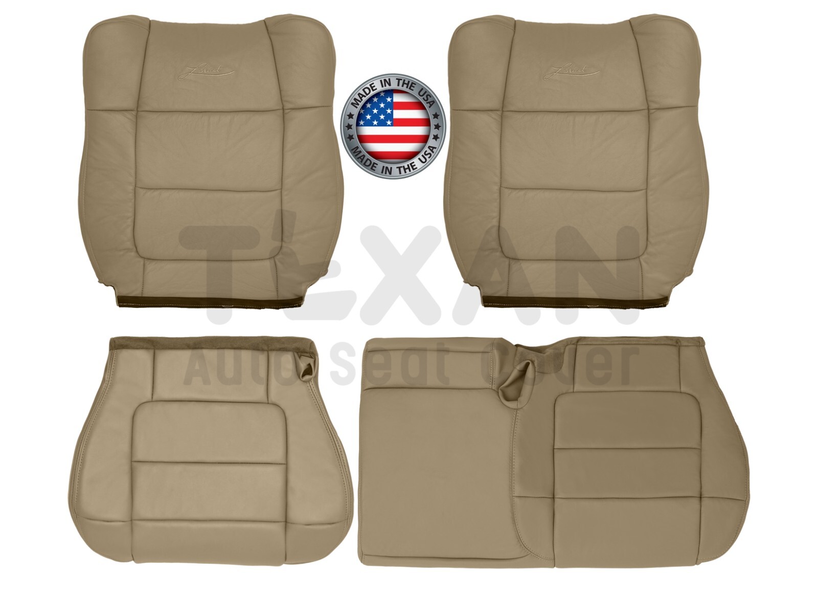 2001, 2002 Ford F-150 Lariat Crew Cab Leather Replacement Seat Cover Tan