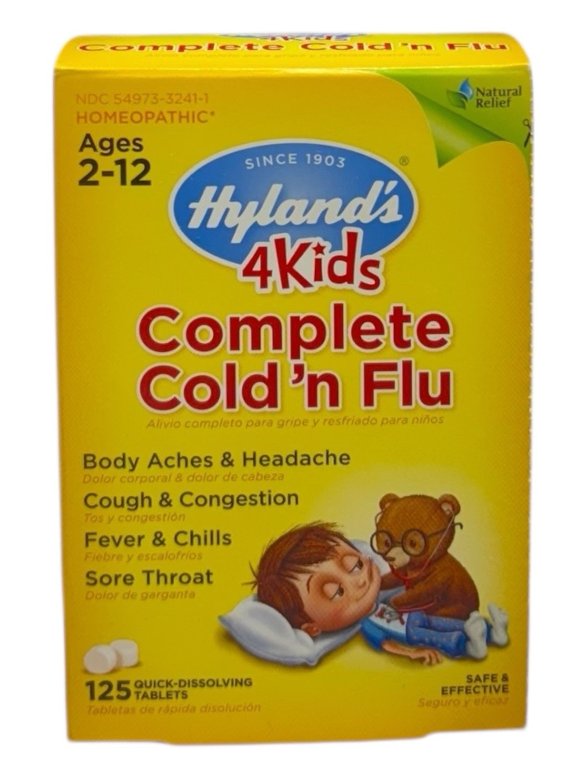 Hylands 4 Kids Complete Cold ‘n  Flu, 125 Dissolving Tablets, Natural, Original