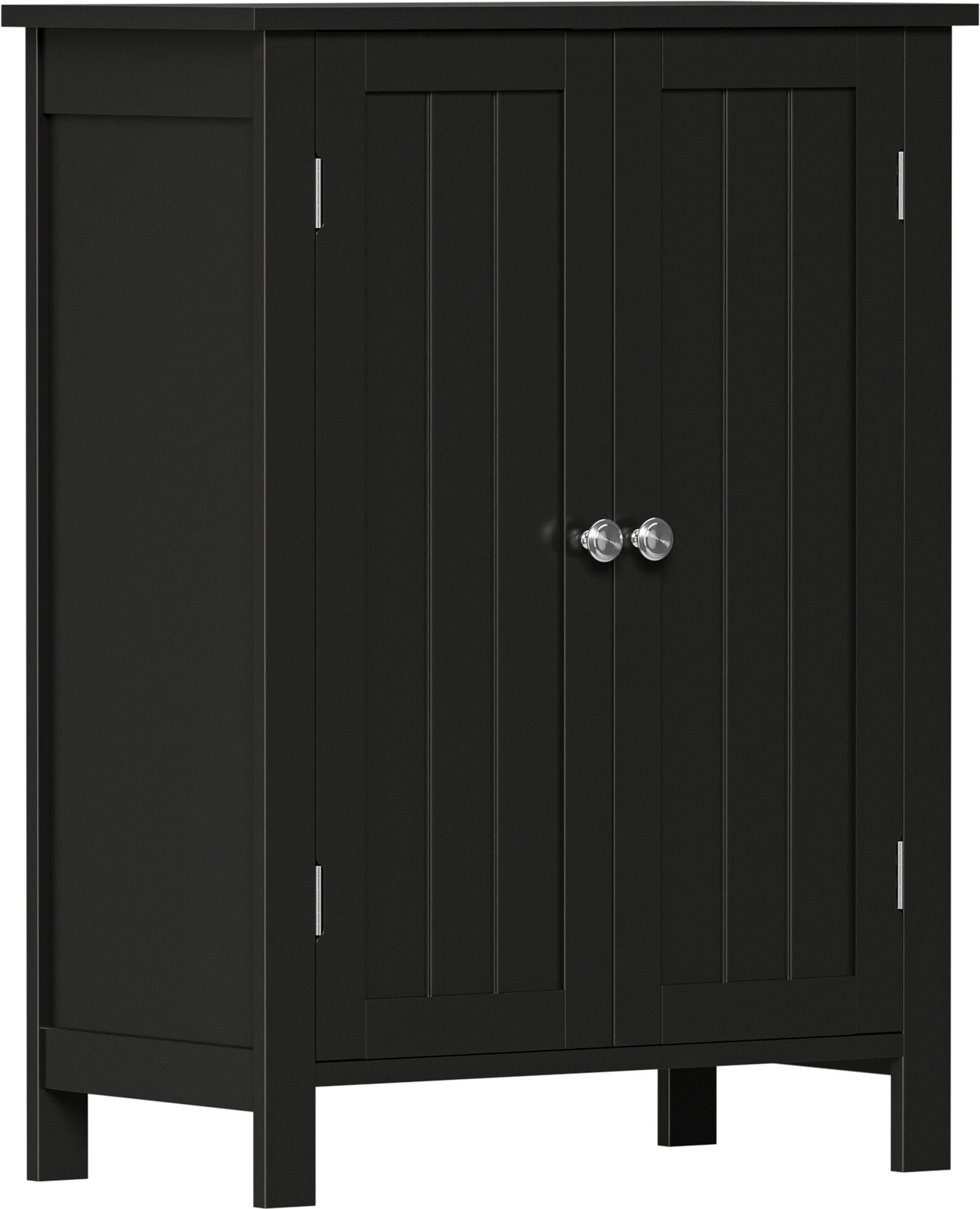 Bathroom Floor Storage Cabinet with Adjustable Shelf Double Door Organizer Black