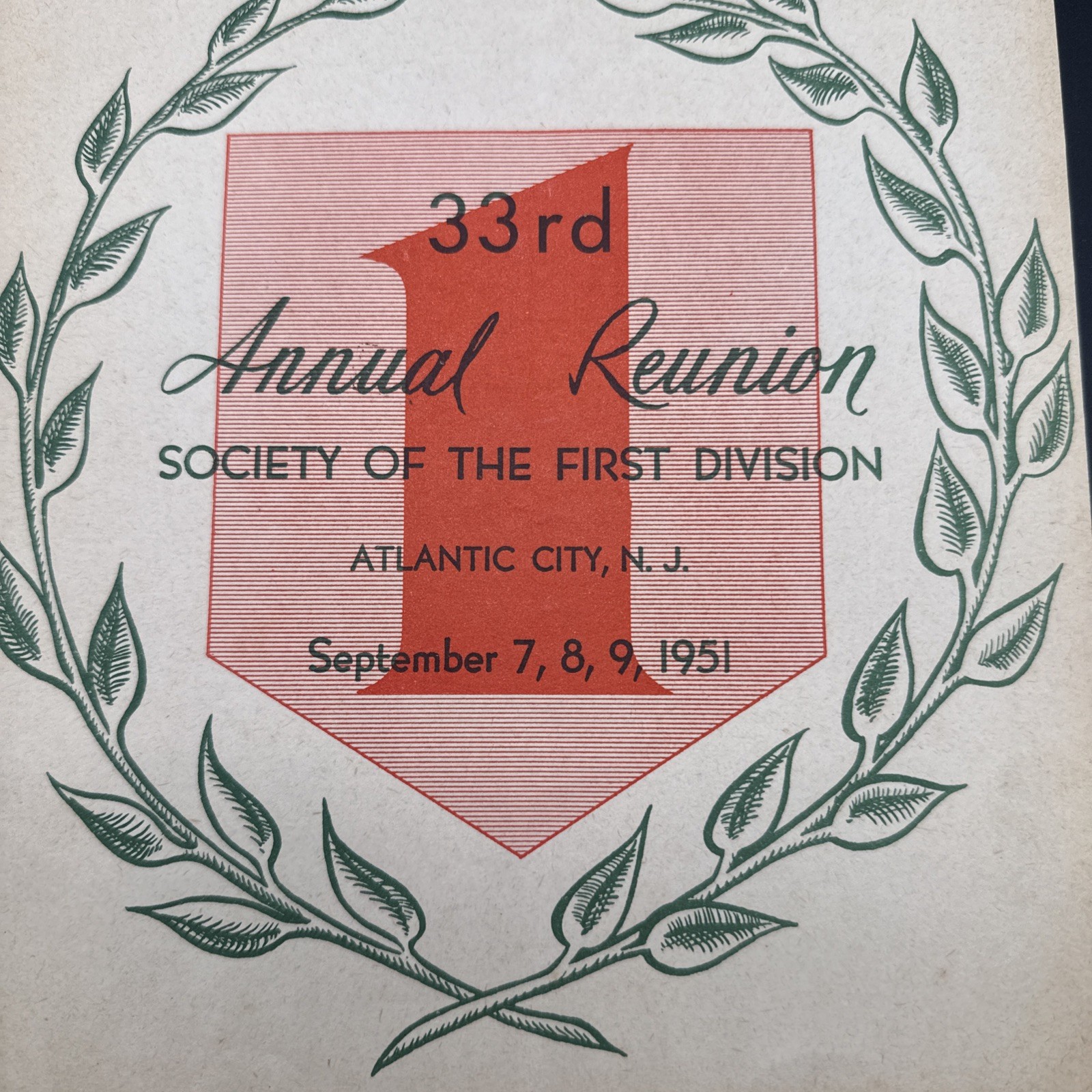 WWI AEF U.S. Army 1st Infantry Division Society 33rd Annual Reunion Big Red One
