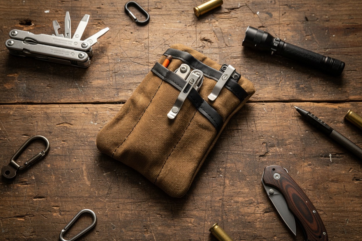 Waxed Canvas Pocket EDC Organizer - Brown