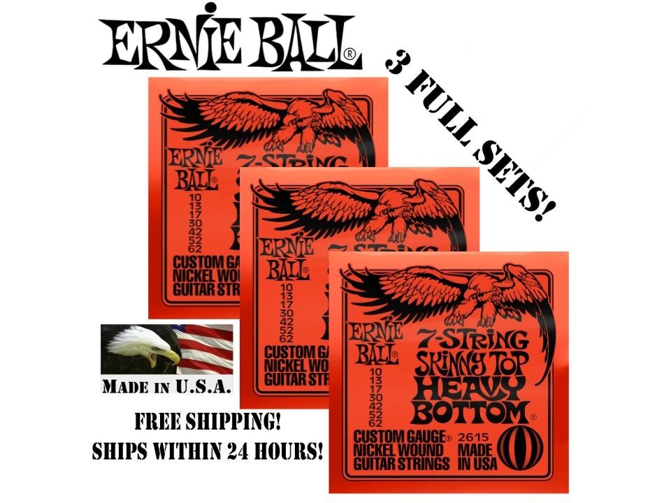 **3 SETS! ERNIE BALL 2615 7-STRING SKINNY TOP HEAVY BOTTOM GUITAR STRINGS**