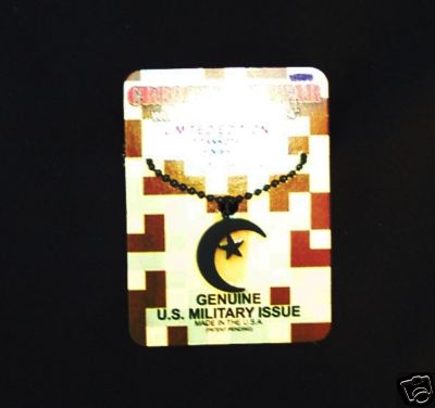 GI Jewelry: US Military, CRESCENT & STAR Muslim Black Subdued Titan Kote