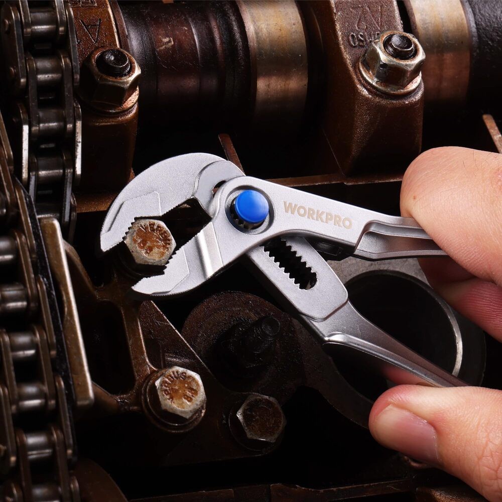 WORKPRO 4-inch Water Pump Plier Groove Joint Plier Adjustable Tongue 15-Position