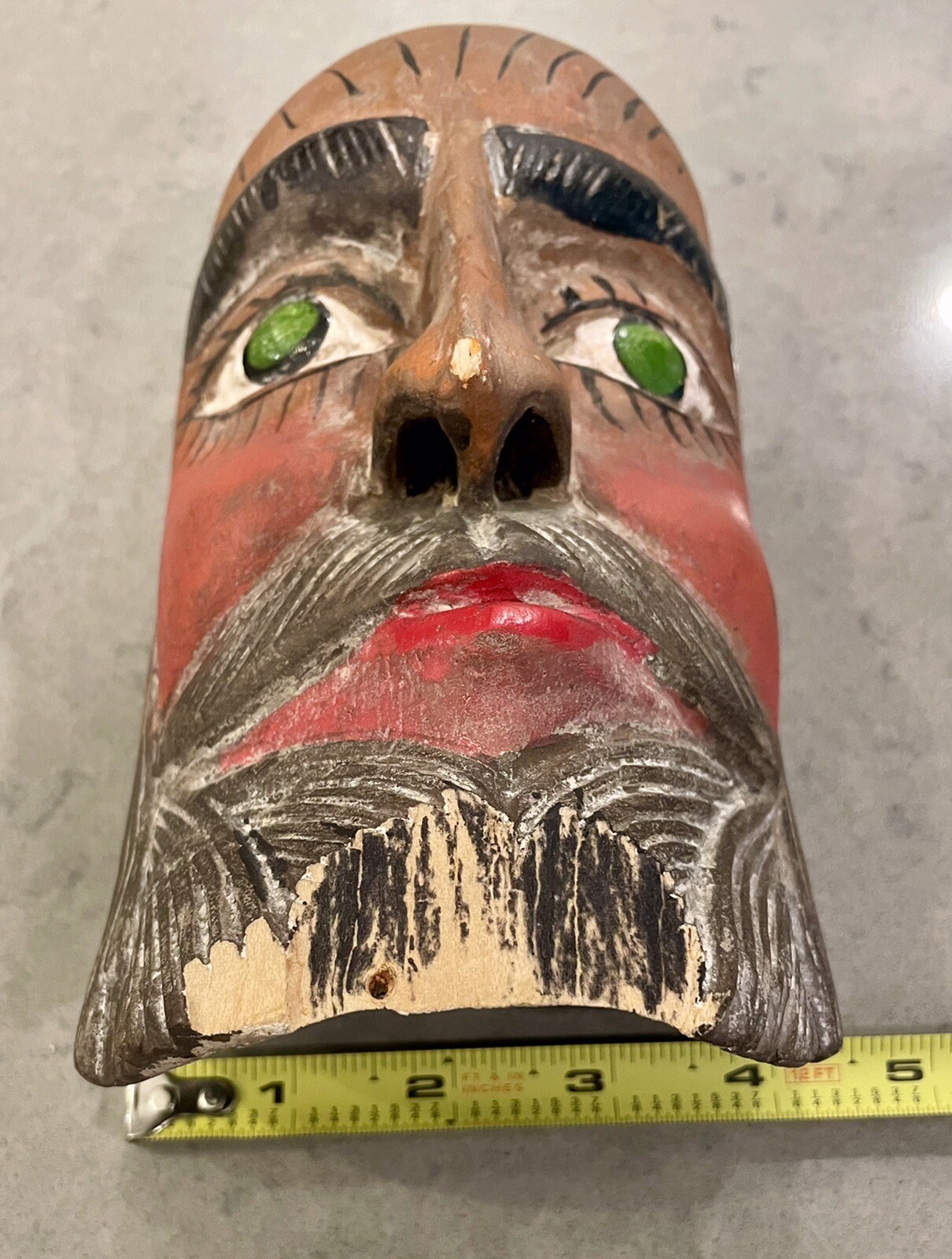 Antique MEXICAN Michoacan FOLK ART Vintage Man FACE WOOD DANCE Festival mask