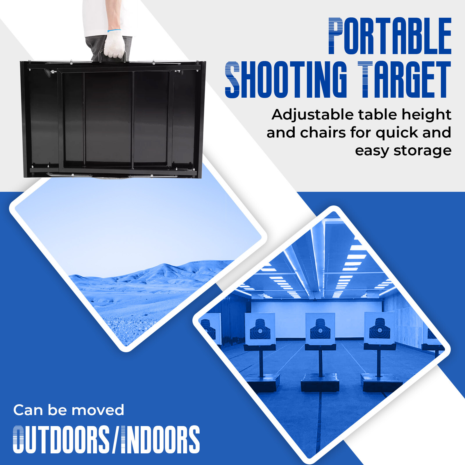 Outdoor Long Range Adjustable Shooting Table Portable Heavy Duty w/ Padded Seat