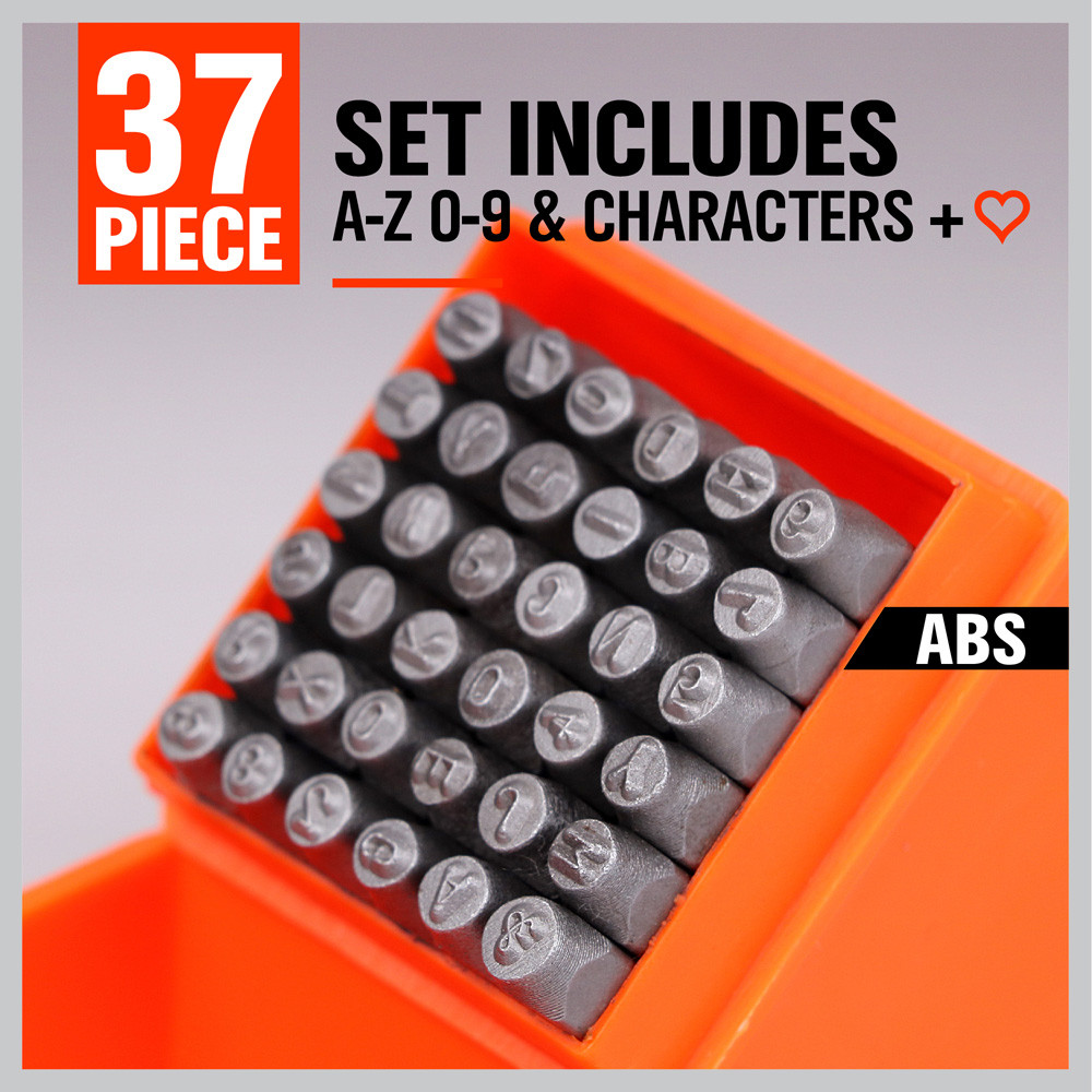 37pc Number and Letter Punch Set Hardened Steel Metal Die Jewelers w/Case