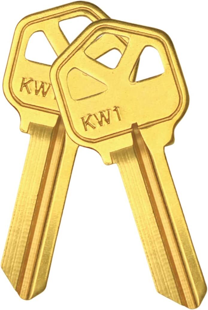 KW1 Brass Finish 5-Pin Key Blanks KW1 Uncut Blank Keys Pack of 50 Keys