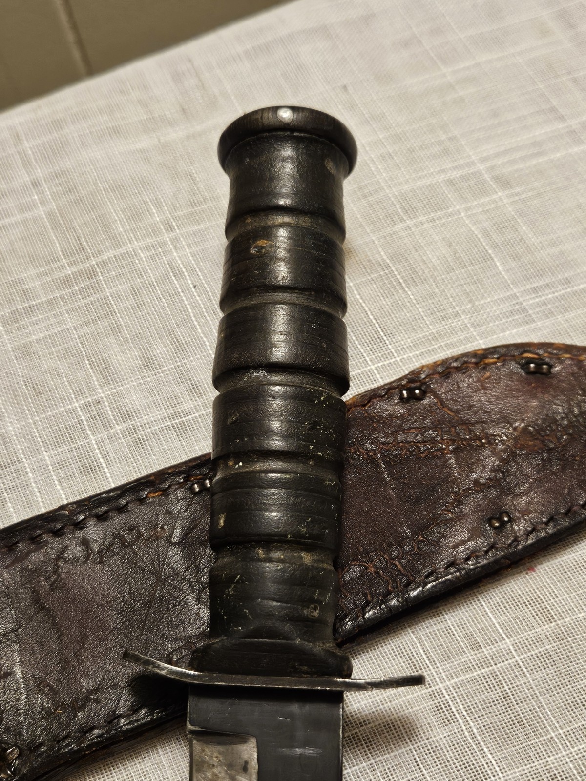 WWII USMC Camillus Fighting Knife Mark 2 KA-BAR Style w/Original Leather Sheath