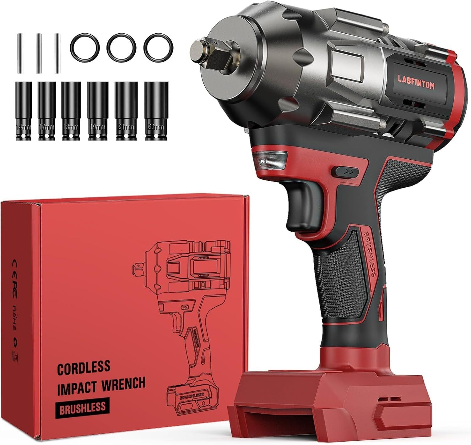 Cordless Impact Wrench 1/2 inch for Milwaukee 18V Battery, 900Ft-lbs(1200N.m) Hi