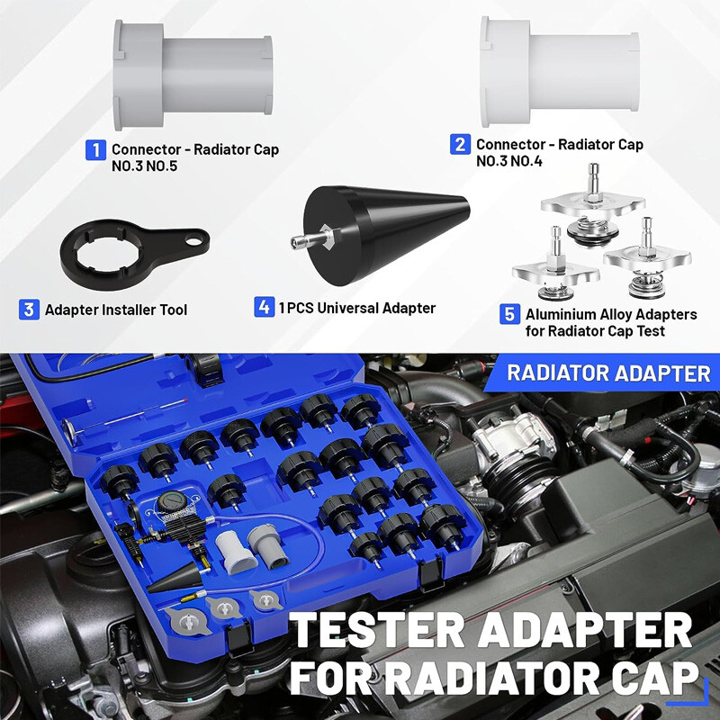 28Pcs Universal Radiator Pressure Tester Vacuum Cooling System Tool Refill Kit
