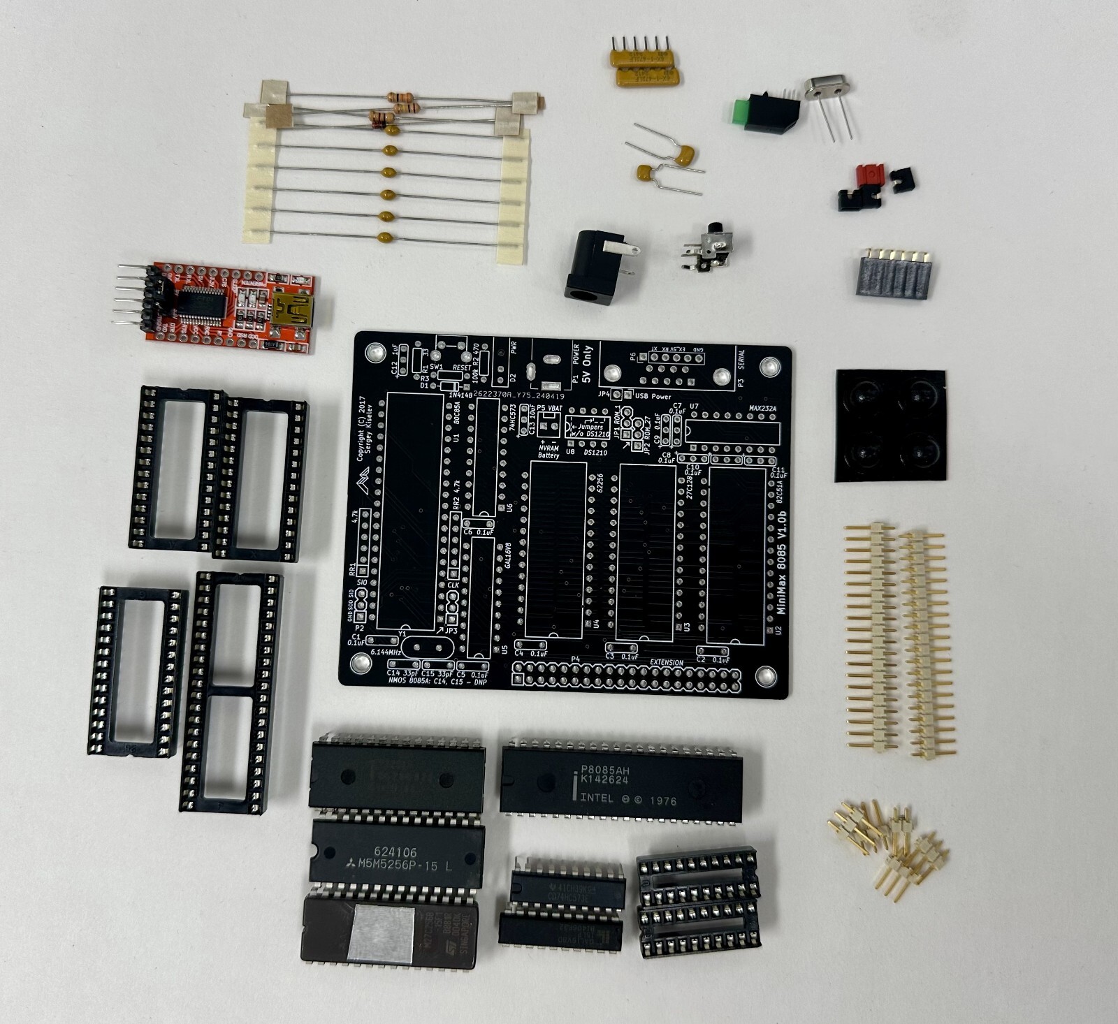 MiniMax8085 Intel 8085 Single Board Computer - PCB + Kit of Parts