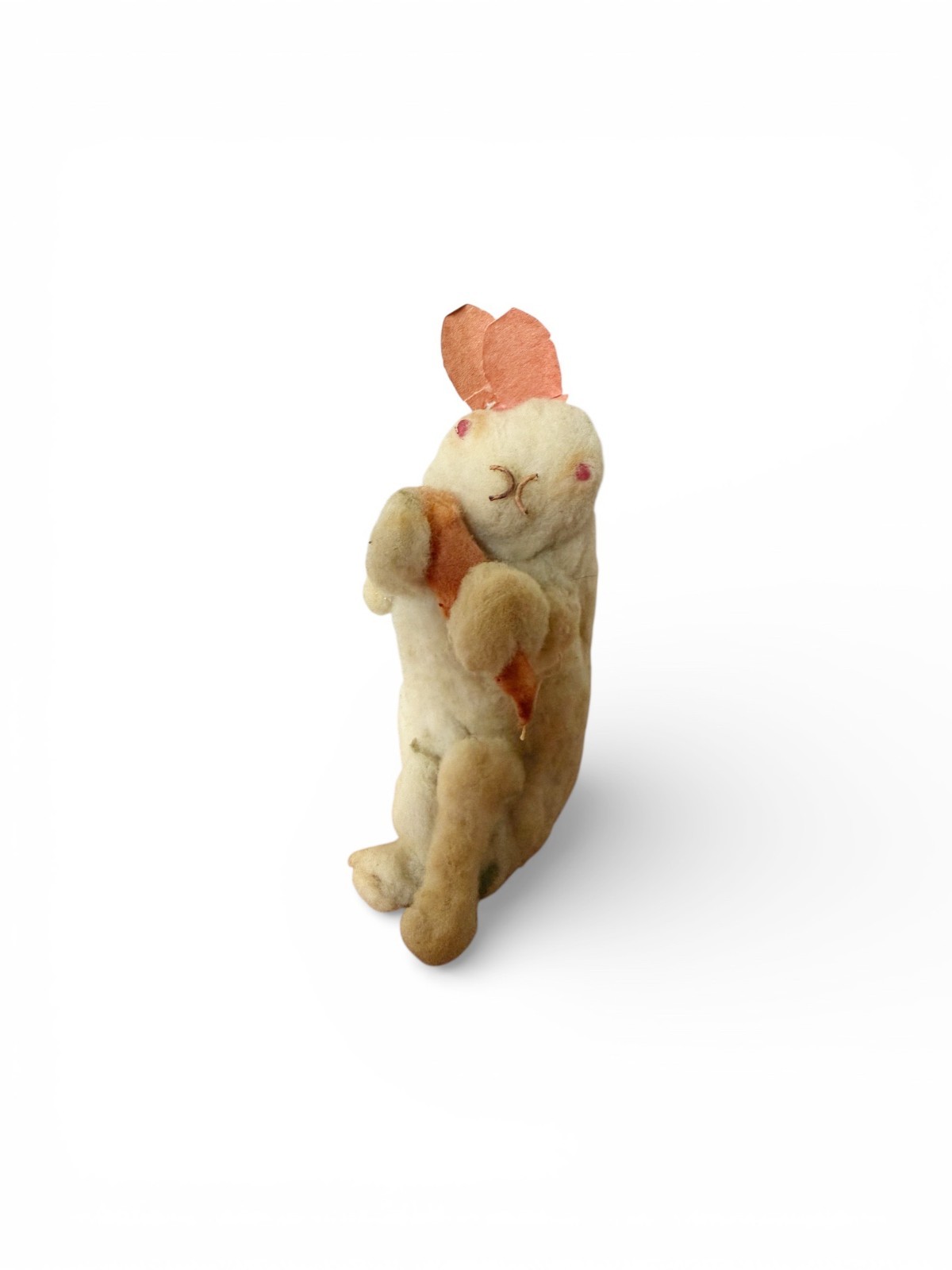 Antique Spun Cotton Batting Easter Bunny with 🥕 Carrot Rabbit