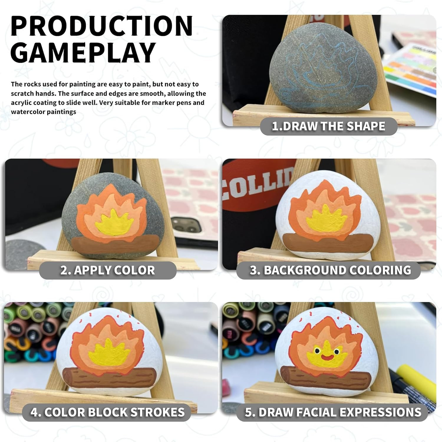 Flat River Stones for Painting - 10 Pack, 2-3 Inch Natural Craft Rocks