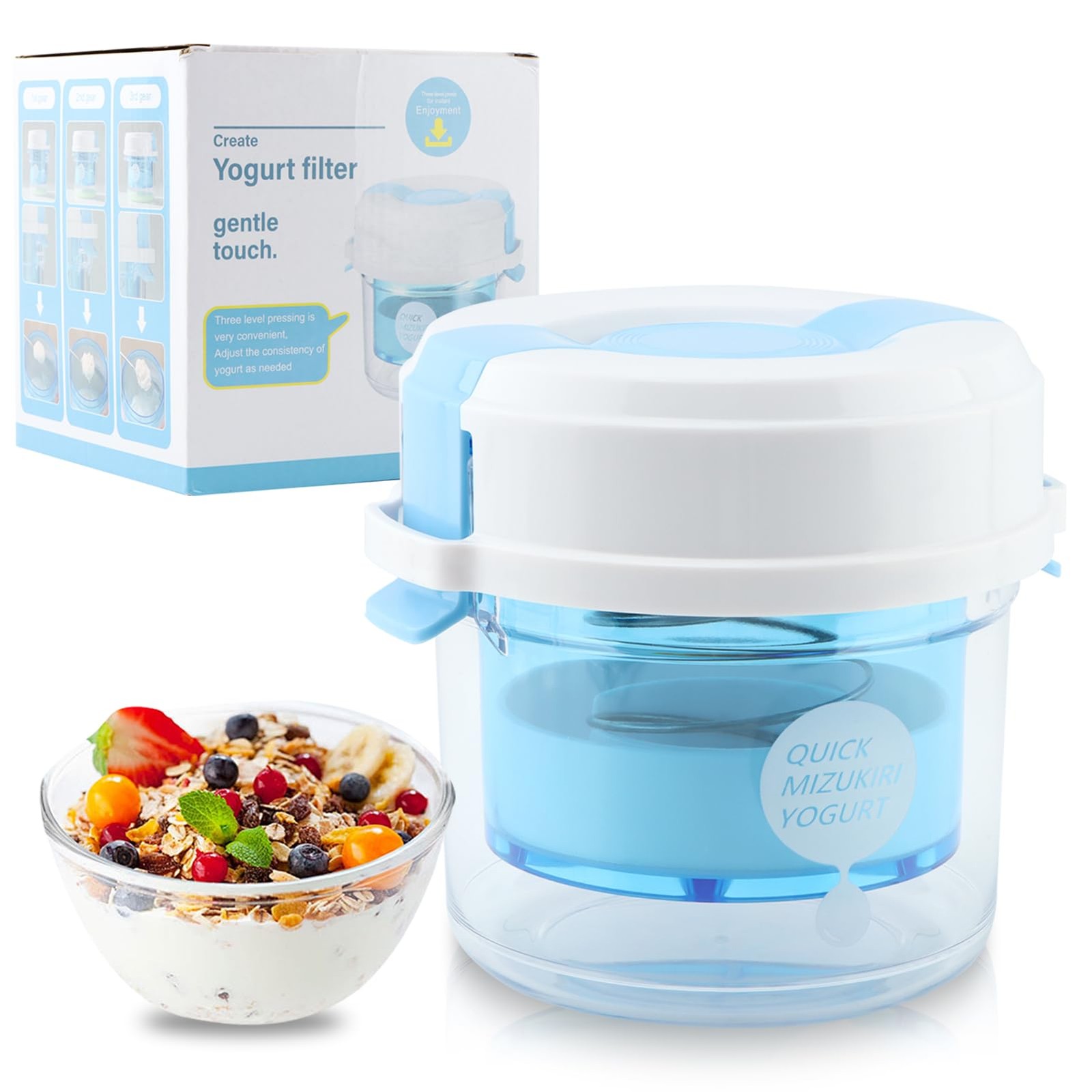 Greek Yogurt Strainer with Lid, Ultra Fine Mesh Nylon 15*14*15CM, As Shown