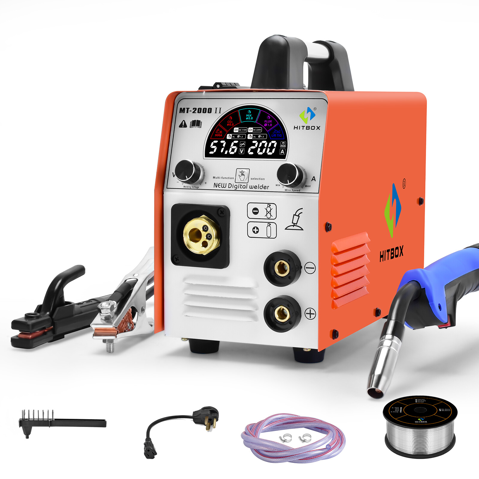 HITBOX 4-IN-1 200Amp MIG Welder 110V/220V DC Gas Gasless MMA TIG Welding Machine