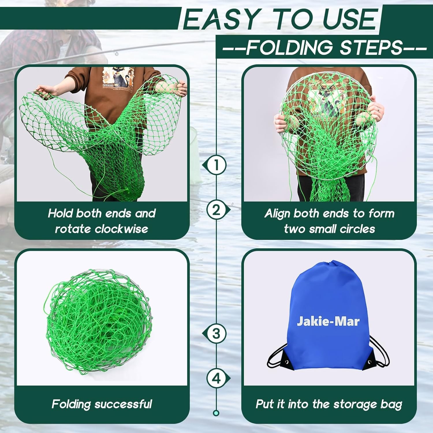 Foldable Bridge and Pier Fishing Net Drop Net Multi-Purpose Foldable Rubber US