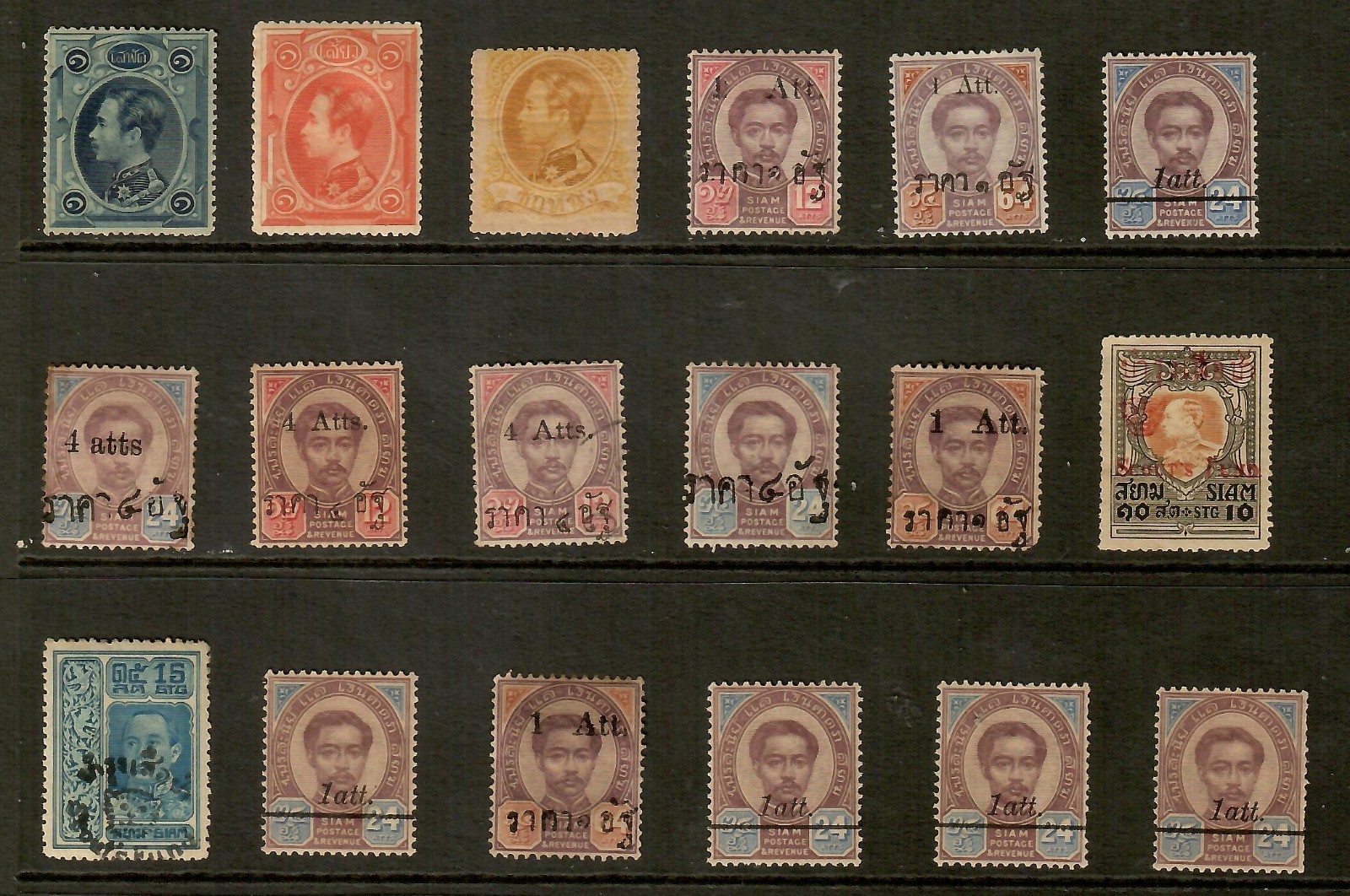 THAILAND SELECTION OF 18 NINTEENTH CENTURY OVERPRINTS  MINT OR UNUSED SEE SCANS
