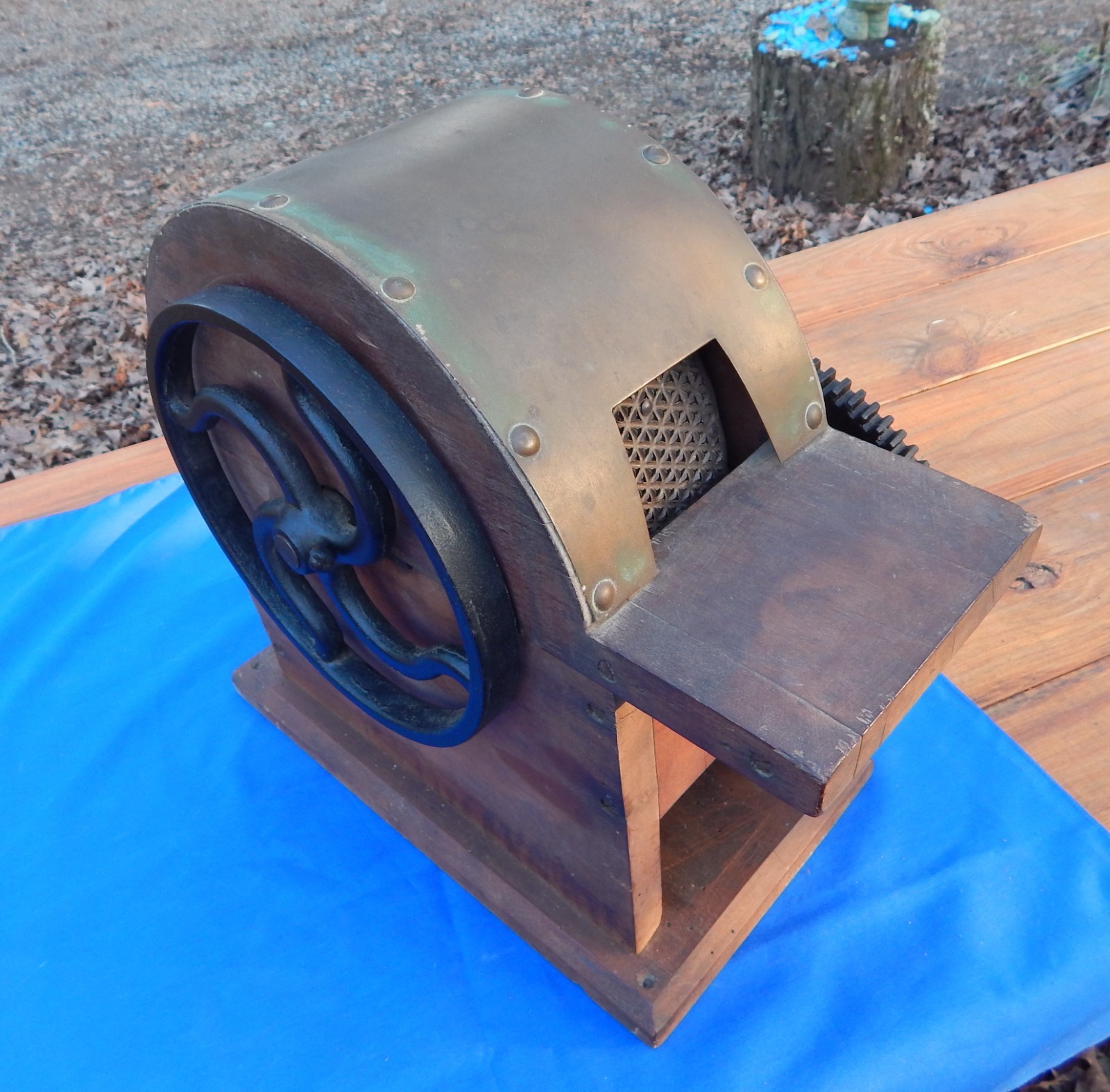 1800s Horseradish/Hard Cheese Grinder - Brass, Cast Iron and Wood