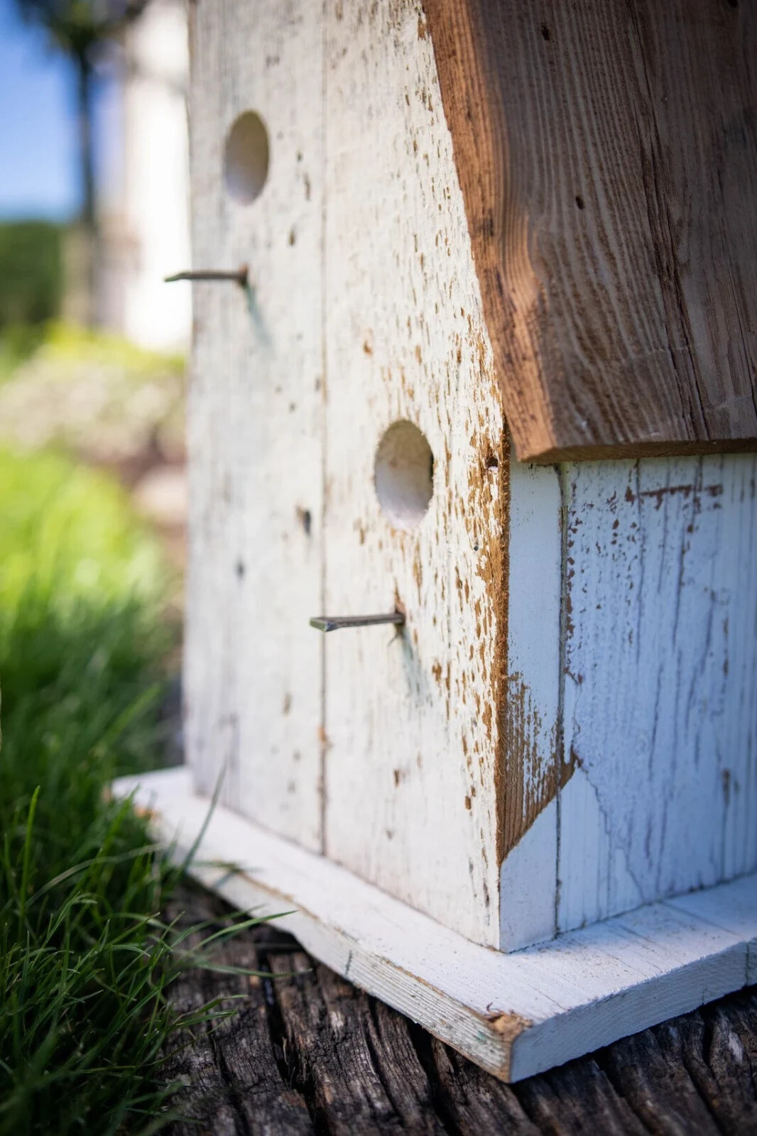 Rustic Reclaimed Wooden Extra Large Lean-To Condo Birdhouse For Outdoor Decor
