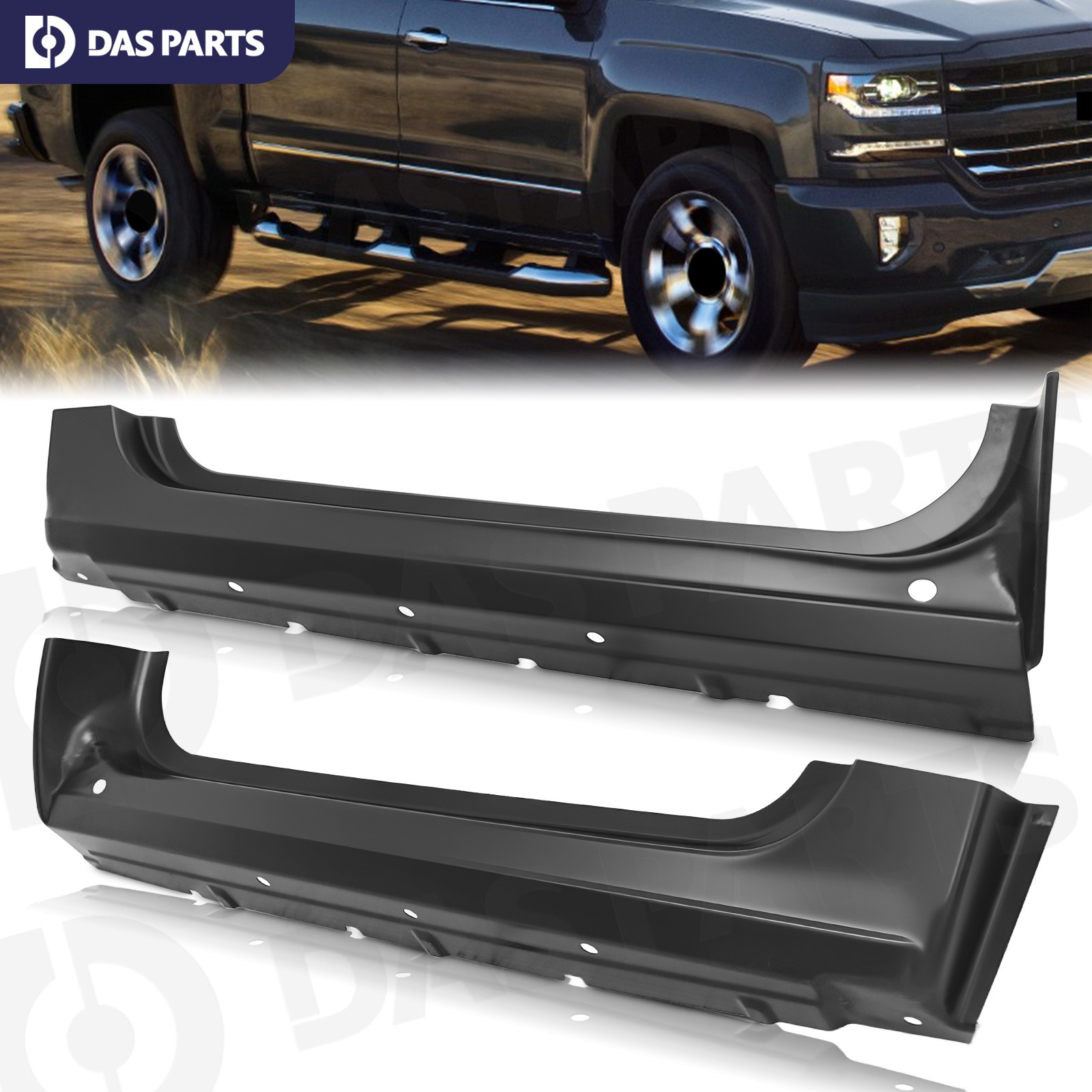 Outer Rocker Panels For 07-13 Chevy Silverado Sierra Regular Standard Cab 2Dr