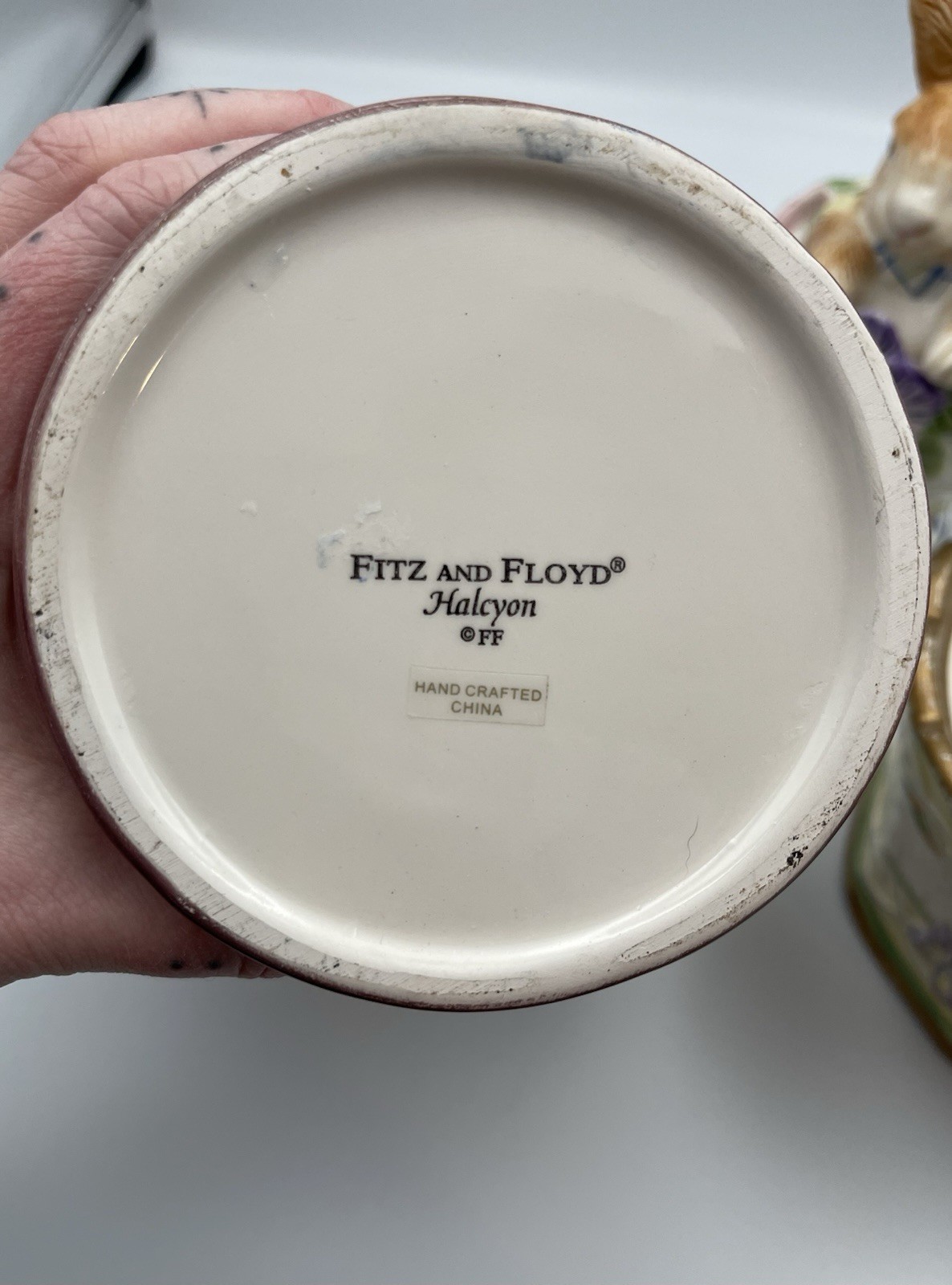 Fitz & Floyd Halcyon Bunny Teapot Sugar Jar Planter Set Easter Spring Floral