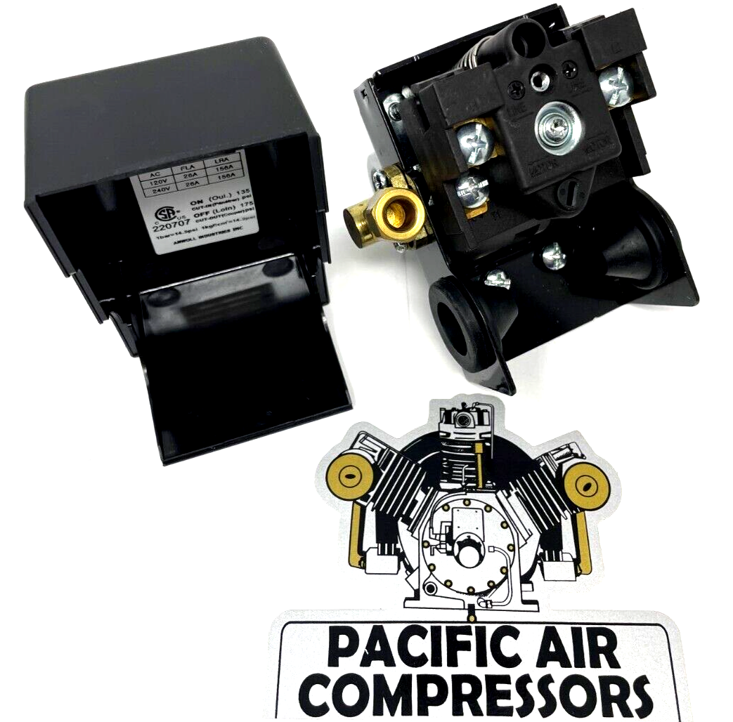 2 STAGE AIR COMPRESSOR PRESSURE SWITCH KIT 175 PSI OFF SAFETY VALVE / GAUGE