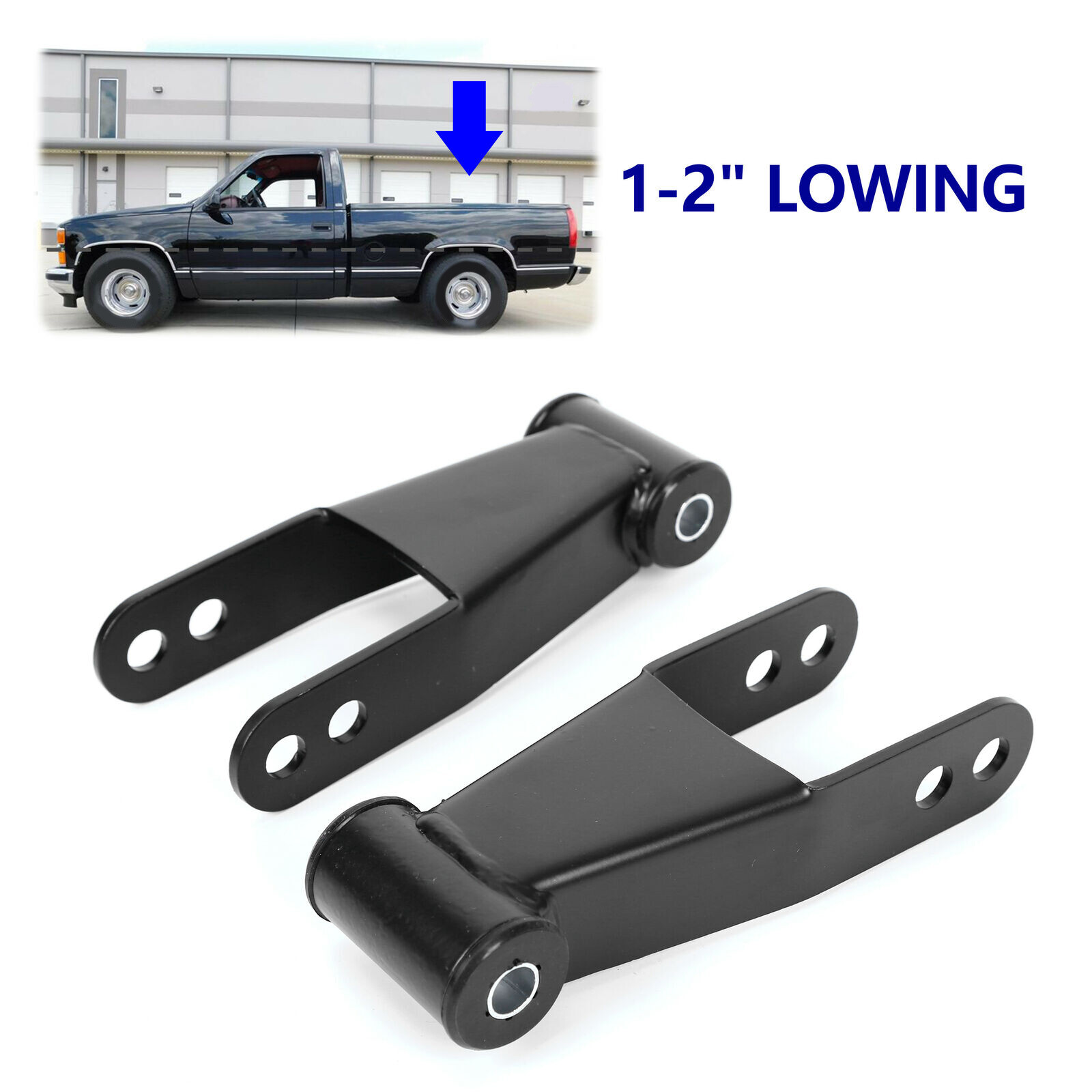 2" Rear Drop Shackles Lowering Kit For 1988-2018 Chevy Silverado GMC Sierra 1500