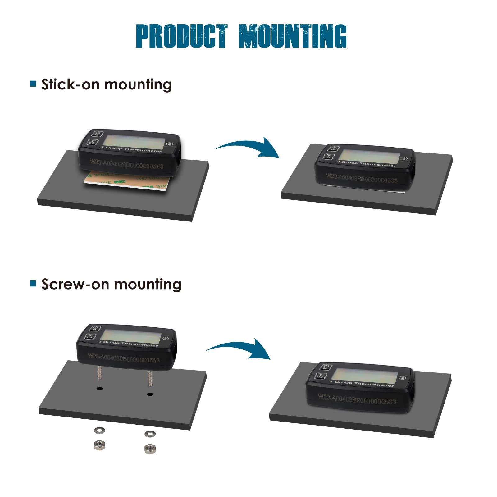 Digital LCD Engine Temp Gauge,Dual Temperature Record,Backlight Display,User ...