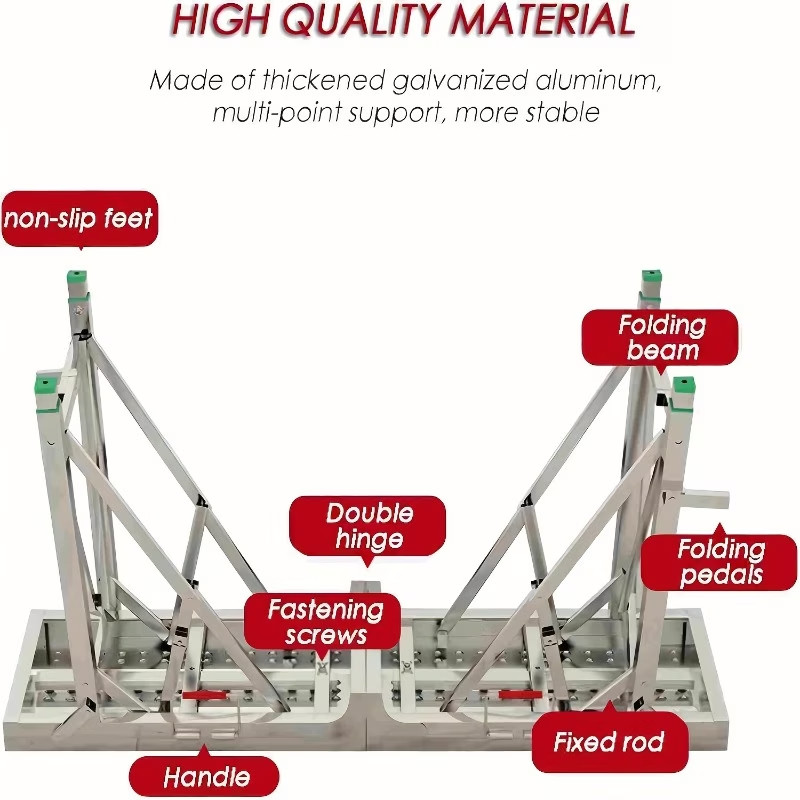 Work Platform Adjustable Height Portable Scaffolding Platform ladder 400 lb Load