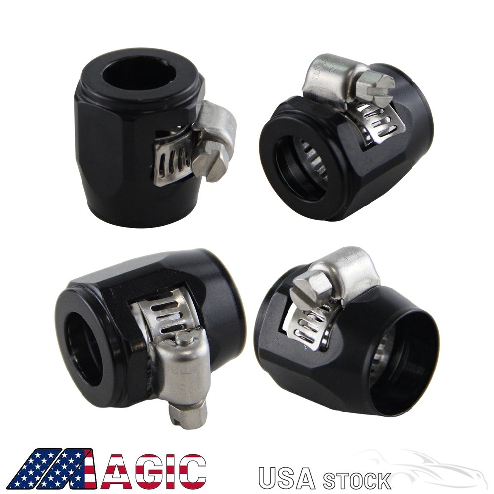 4PCS 8AN AN8 1/2" 18mm ID Fuel Hose Line End Cover Clamp Finisher Fitting Black