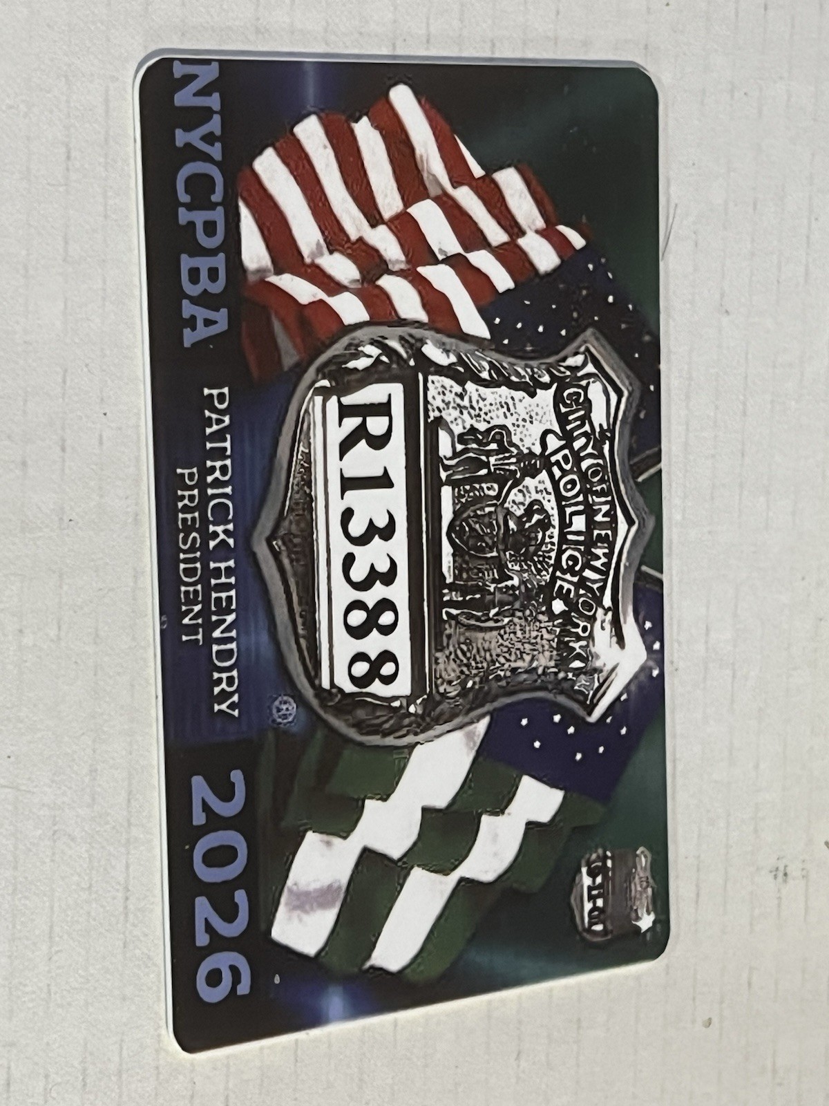 TWO NYCPBA Police Badge Card 2026 Patrick Hendry President Collectible R13388