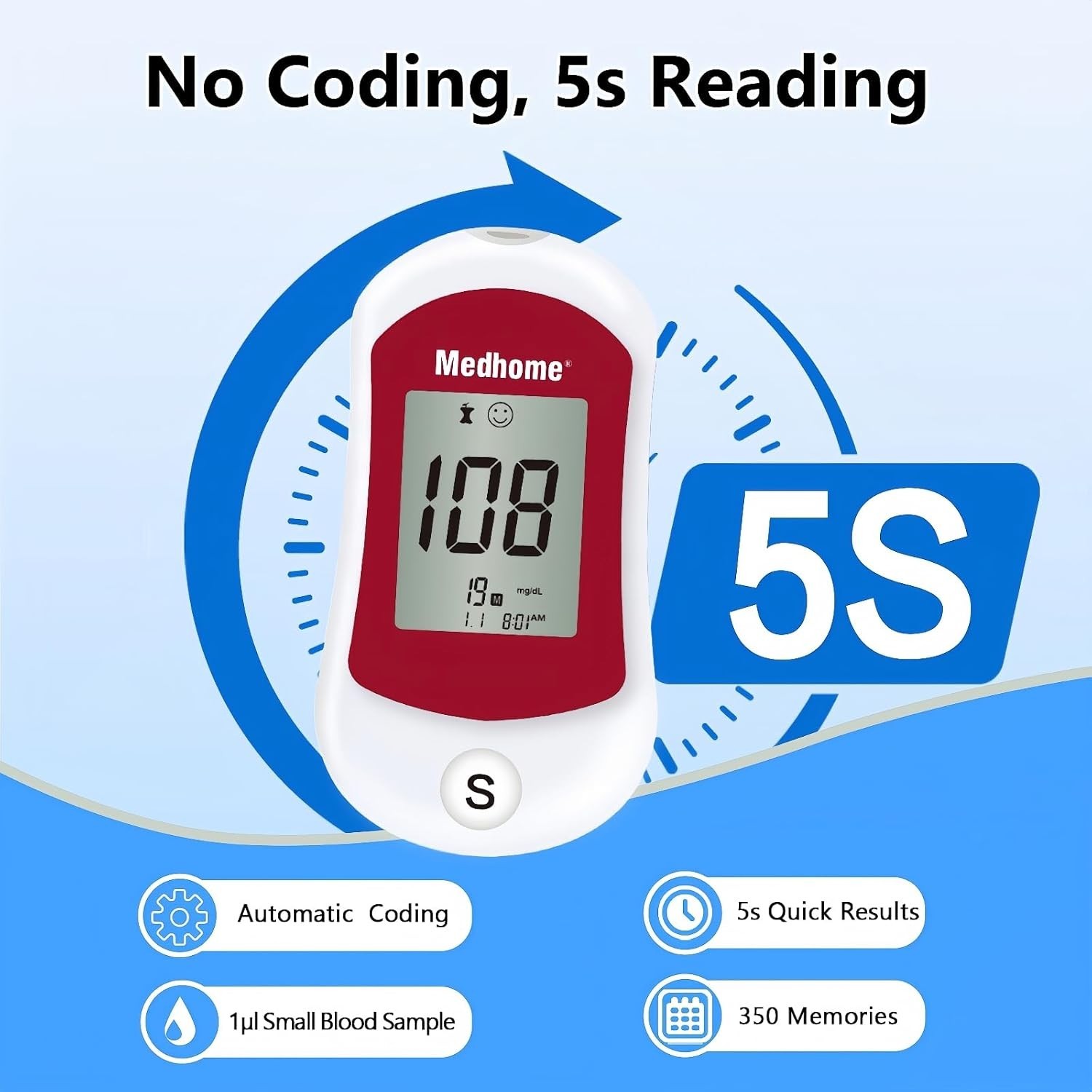 Diabetes Test Kit Blood Sugar Glucose Monitor Meter 206 Pcs Strip Tester Machine