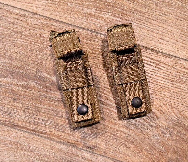 2 Pouch Military 9MM .45 Cal Pistol Mag Clip Ammo USMC FSBE Multi-Tool Coyote