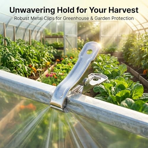 50 PCS Garden Clips - Stainless Steel Greenhouse Clamps,Grip Strong Heavy Duty