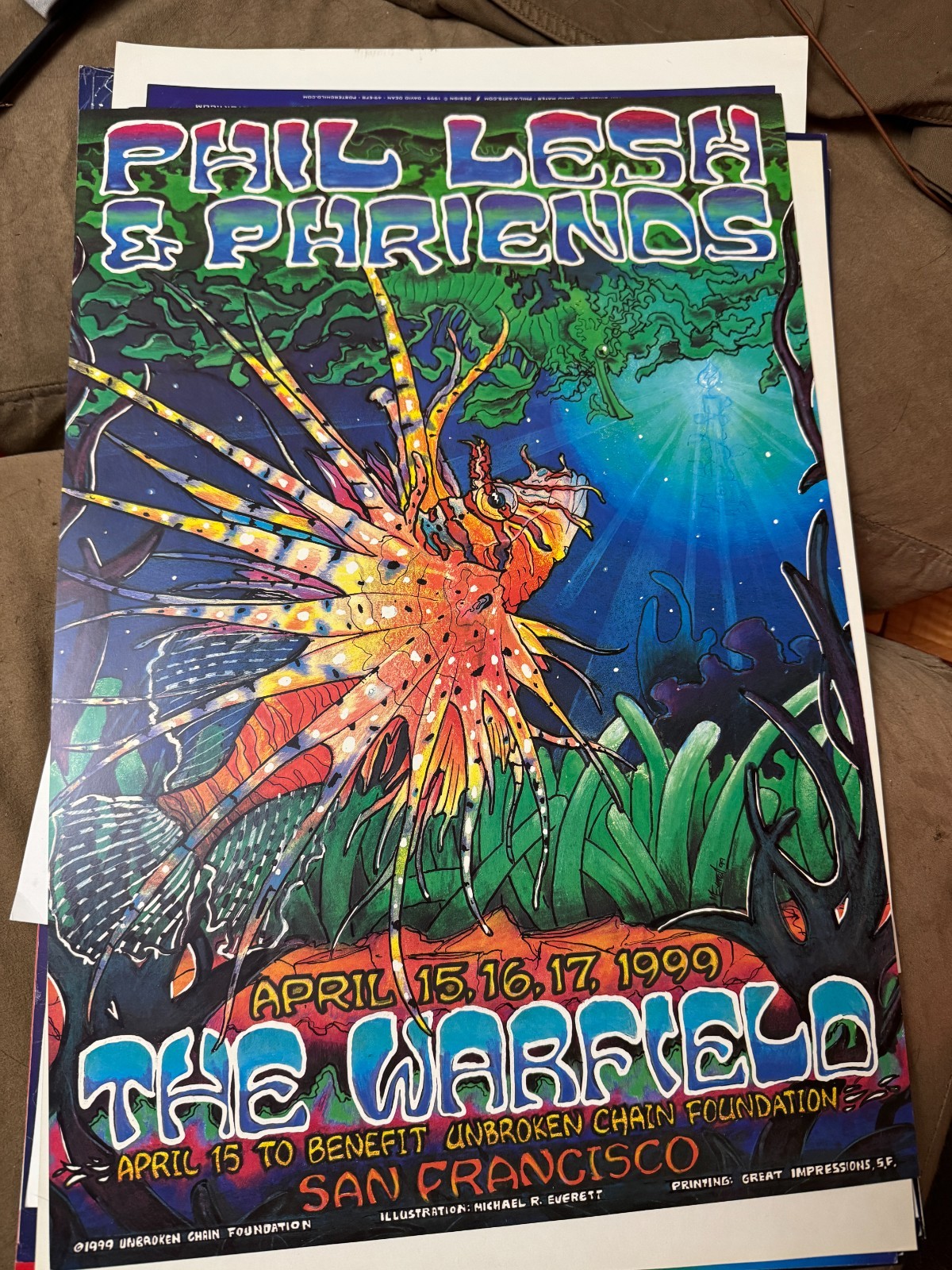 Phil and Phriends poster - The Warfield April 15-17 1999 - Phish Micheal Everett