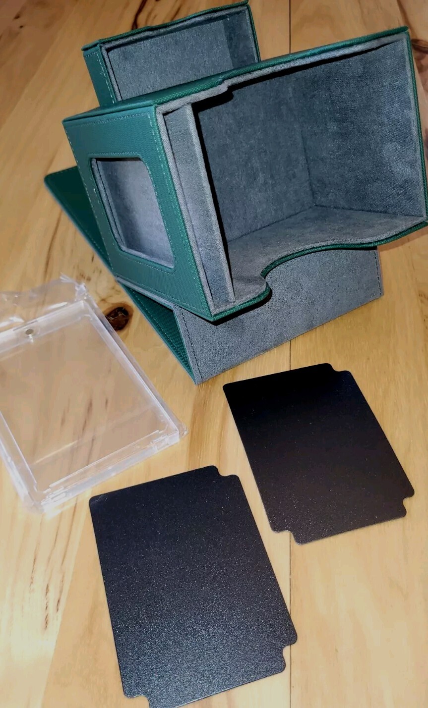 MTG Commander Deck Card Box Display Window Dice Drawer 100+ Double Sleeved Green