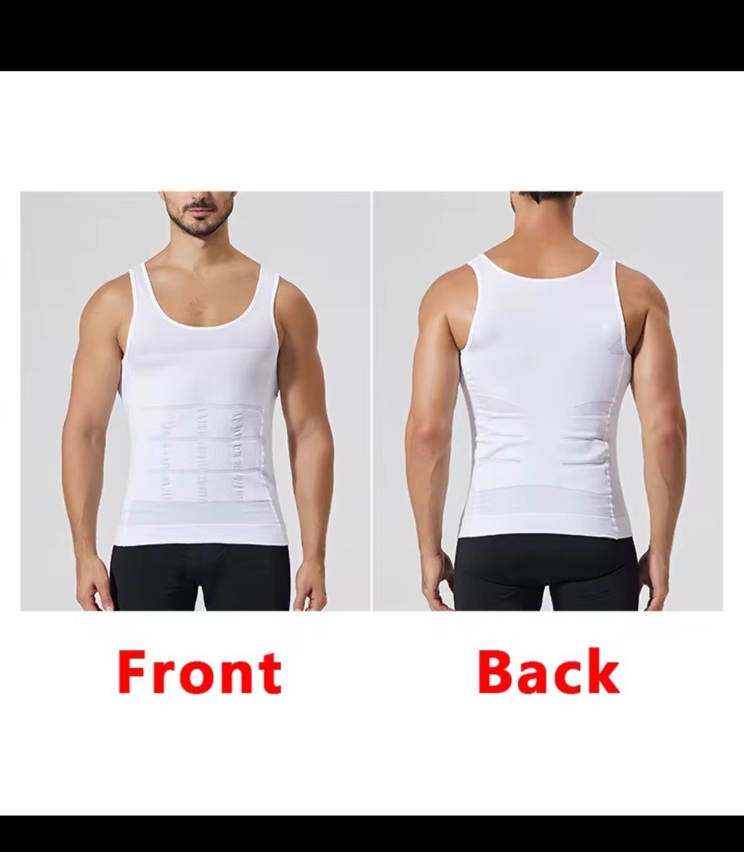 Men's White Sleeveless Firm Compression Base Layer Top Double Layer Back Support