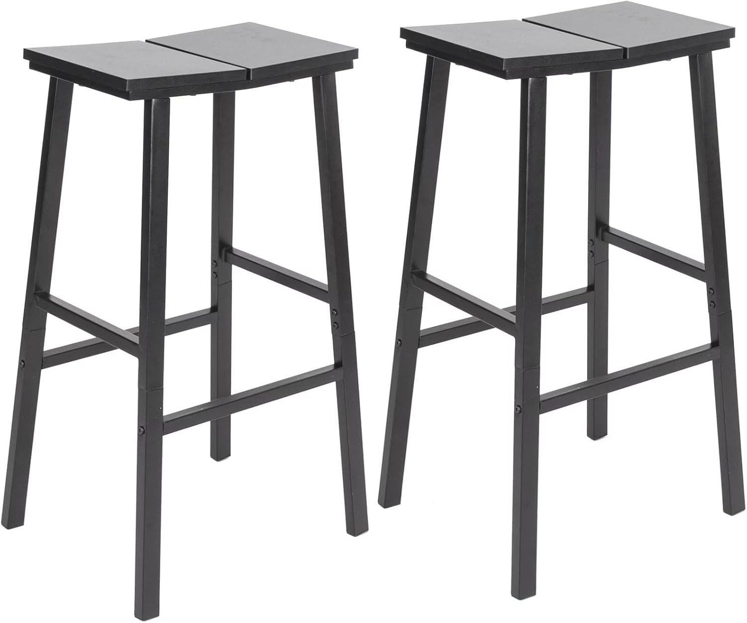 Set of 2 Bar Chairs 28"H Saddle Stools Counter Seat barstools with Footrests