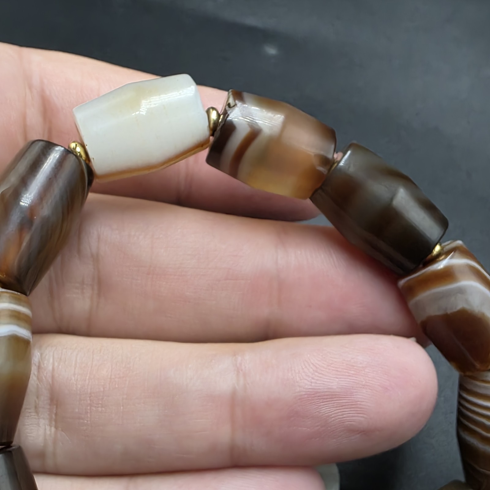 Antique Old Dzi Agate Tibetan Agate Beads Bracelet
