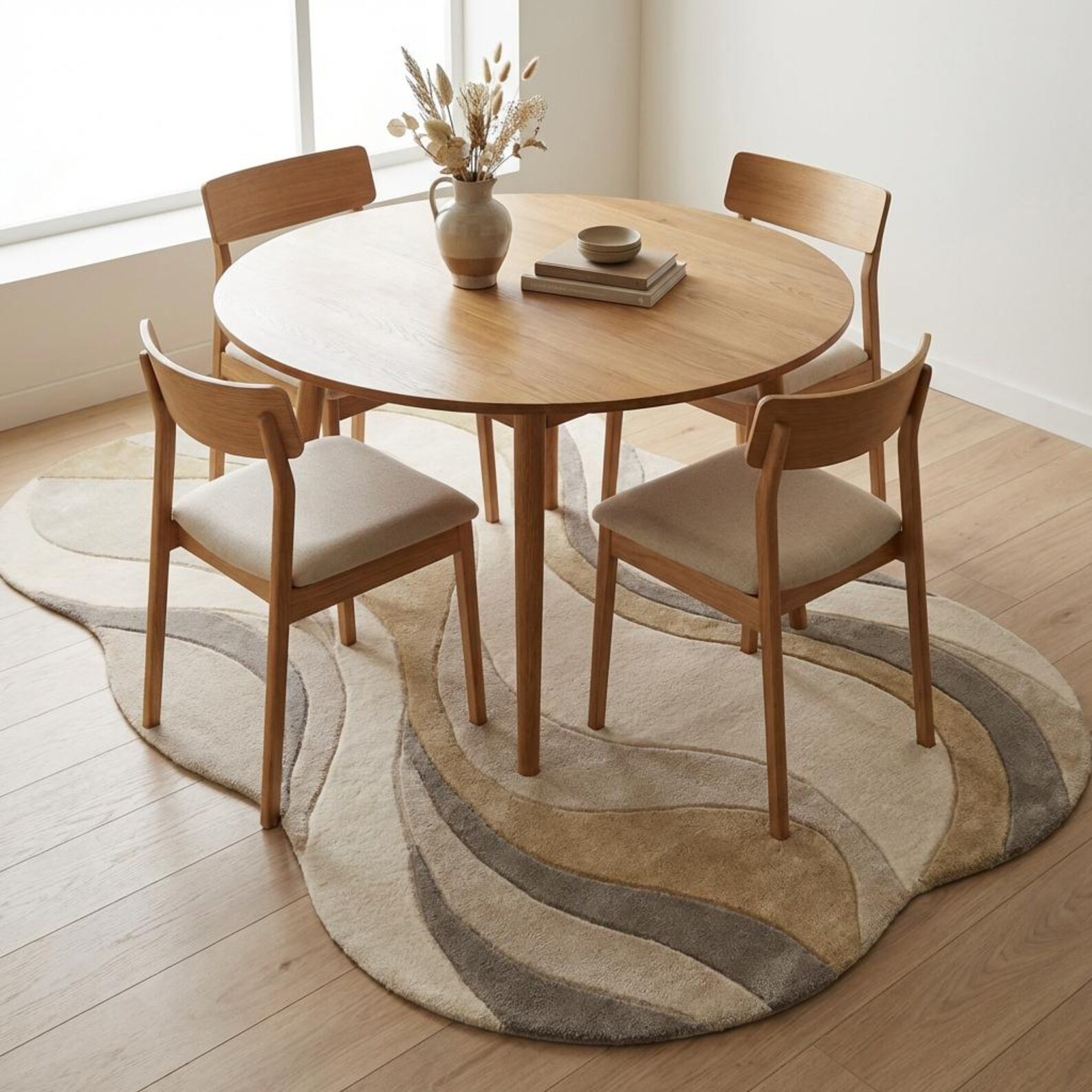 Large Teal Area Rug Contemporary Abstract Pattern Blue White Living Room Rug 5x7