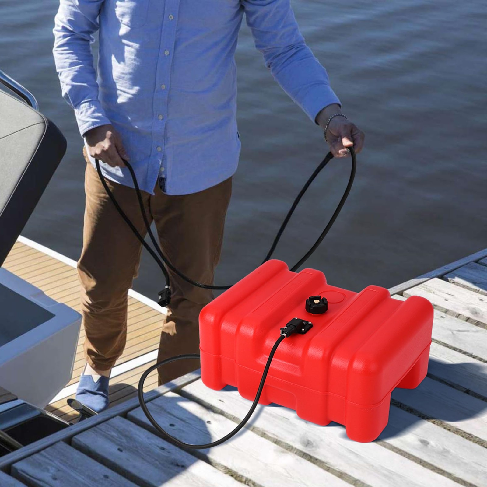 14 Gallon 55L Portable Marine Fuel Tank Outboard Boat Motor Gas Tank with Hose