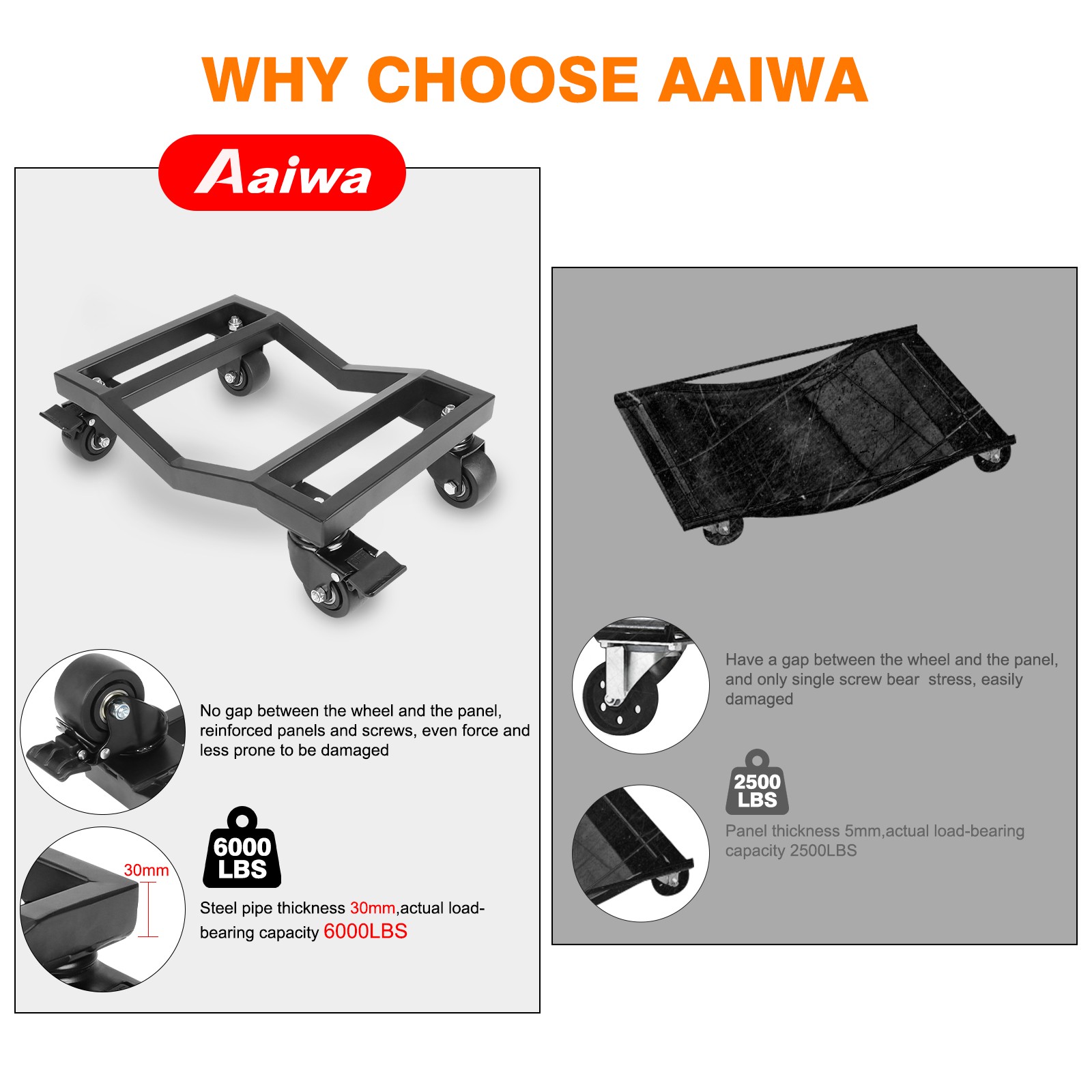 Car Dolly Set of 4, 10000 LBS Capacity Wheel Dolly Antiskid Vehicle Dollies