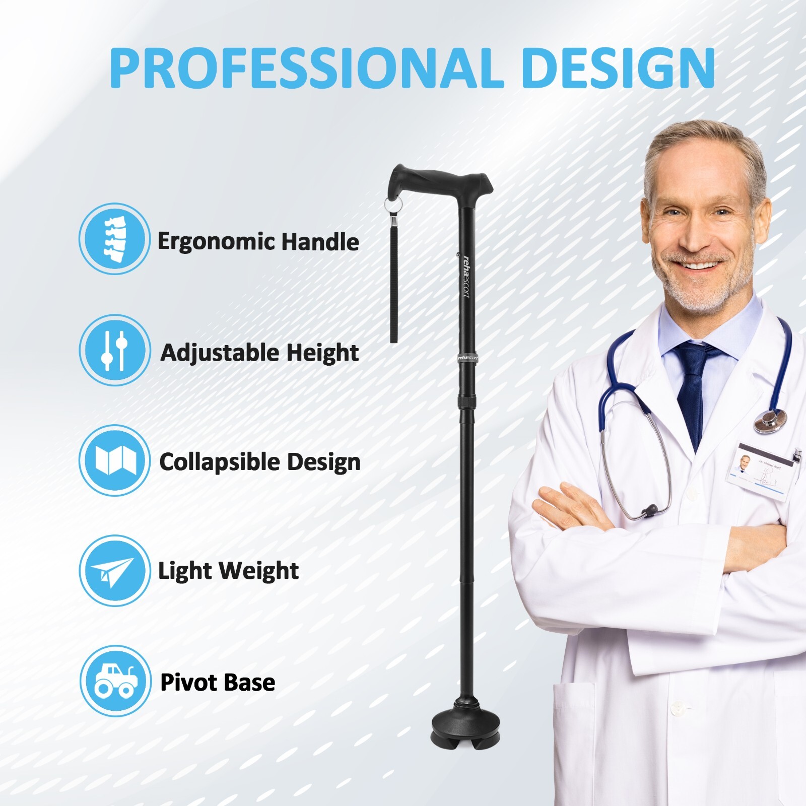 Adjustable Walking Cane,Lightweight Heavy Duty Sticks Pivot Tip Non-Slip