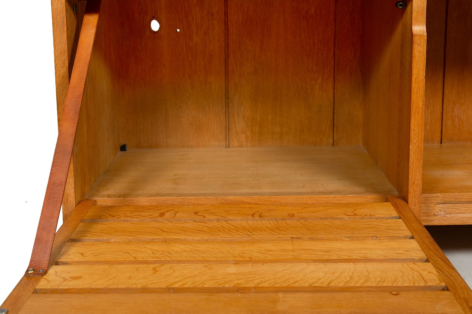 French Modernist Oak Bar Cabinet Bookshelf by Guillerme and Chambron