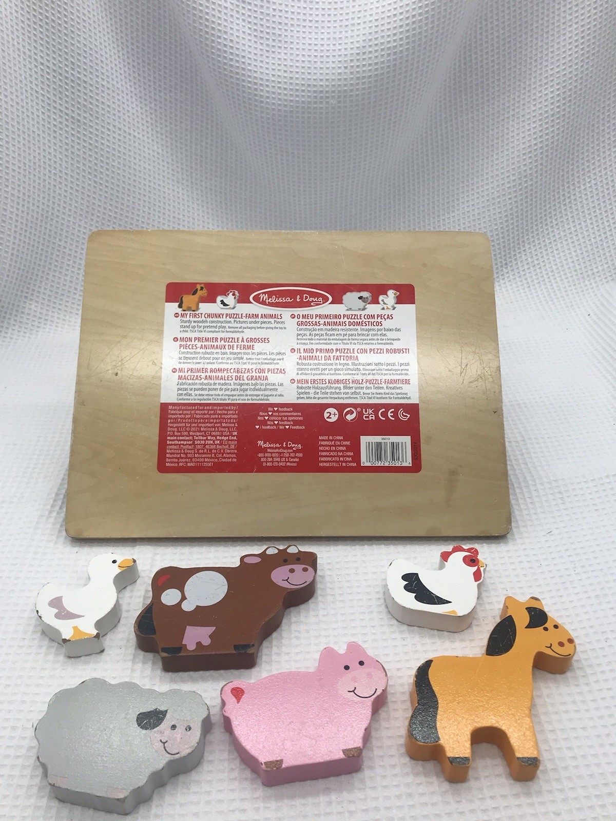 Wooden Chunky Peg Puzzle Lot 4 Melissa & Doug Zoo Farm Animals Pets Dinosaurs￼￼