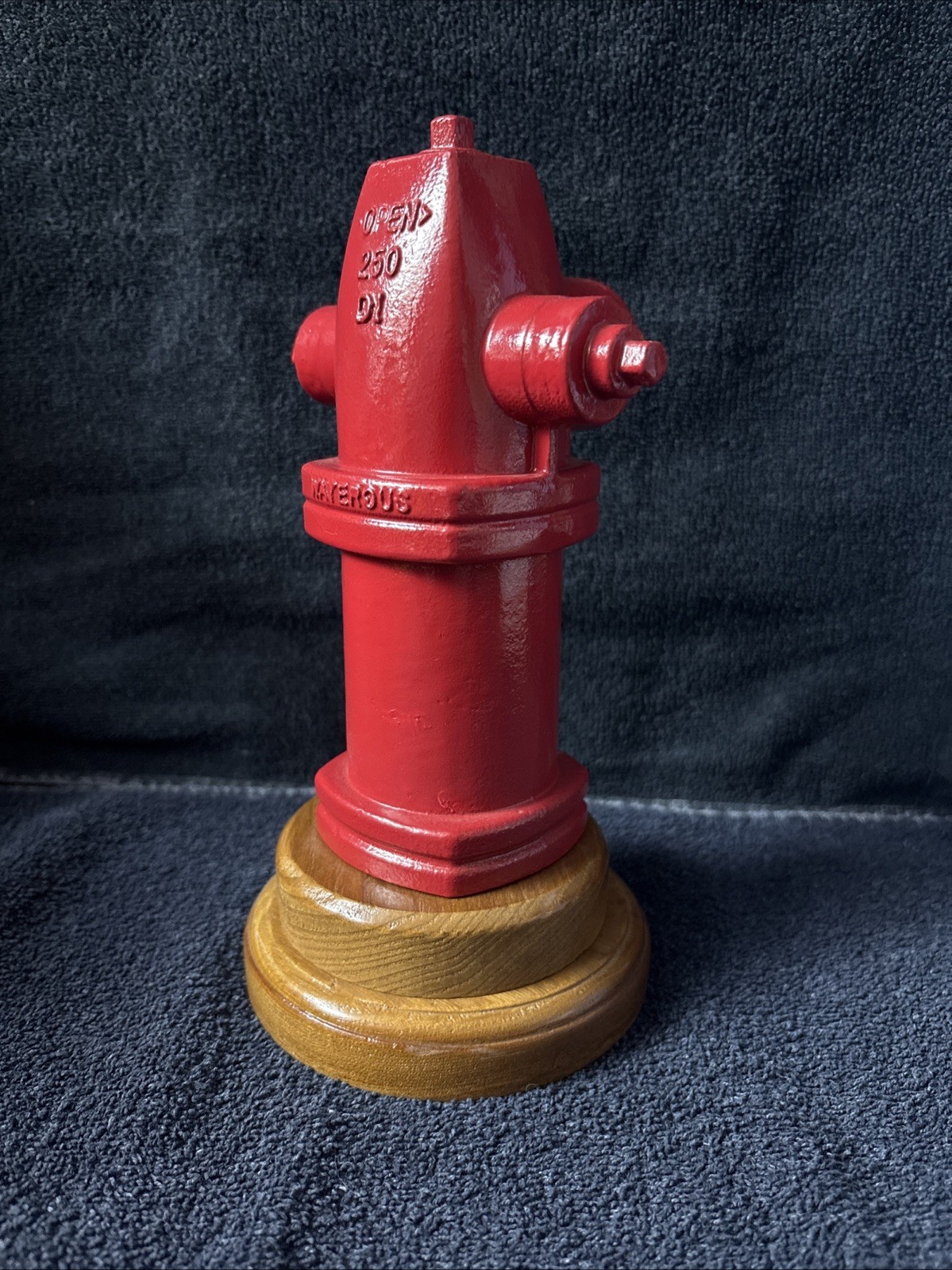 Vintage Fire Hydrant Waterous Desktop Heavy Metal Salesman Sample Wood Base Red