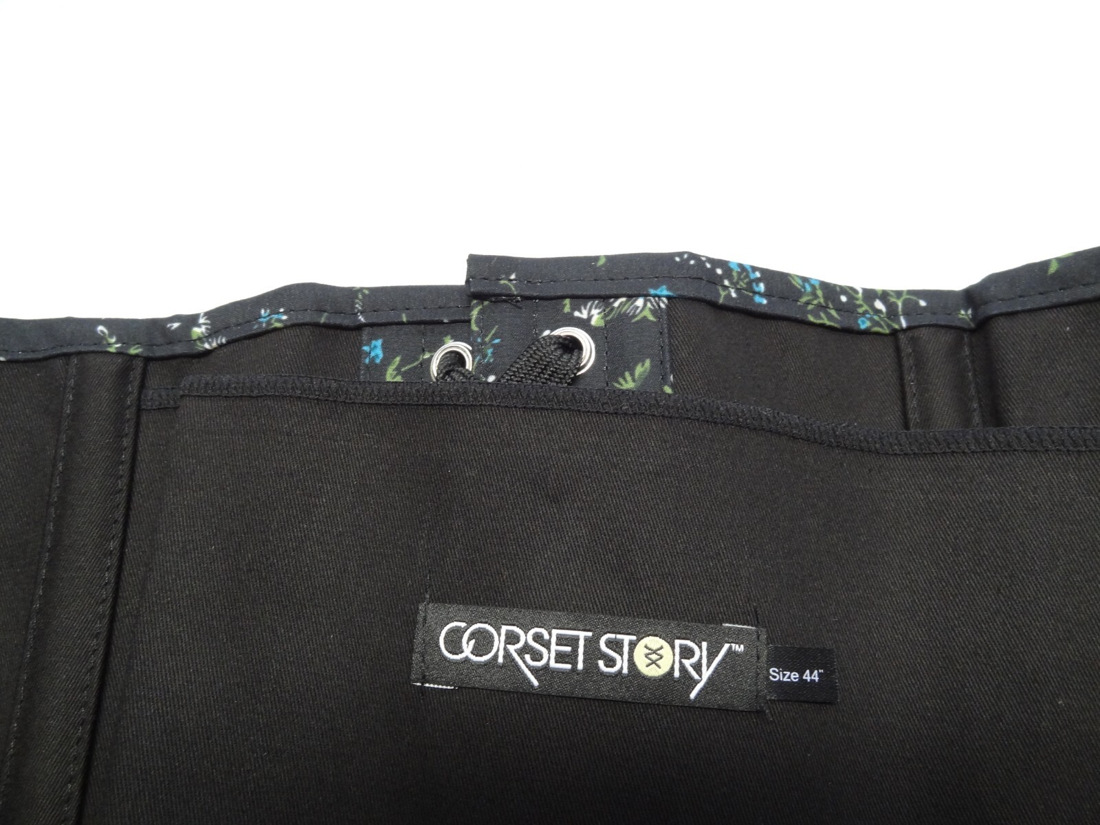 NWT Corset Story 44 Ditsy Floral Printed Overbust Spiral Steel Bone Navy Flowers