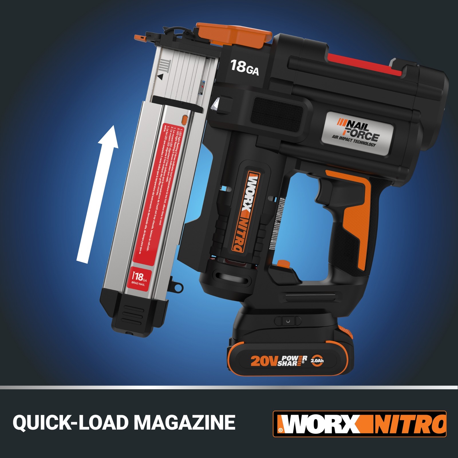 Worx 20V Cordless 18GA Brad Nail Gun-OB (WX842L-AN)